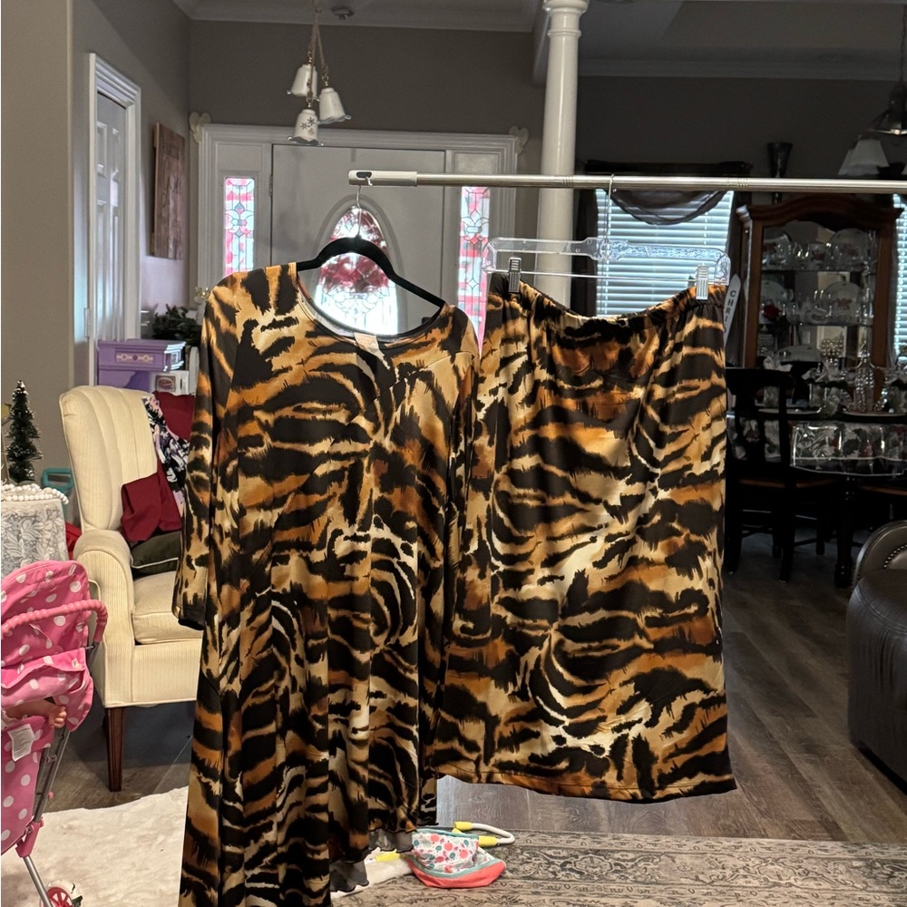 Bold Tiger Print Dress and Skirt Set
